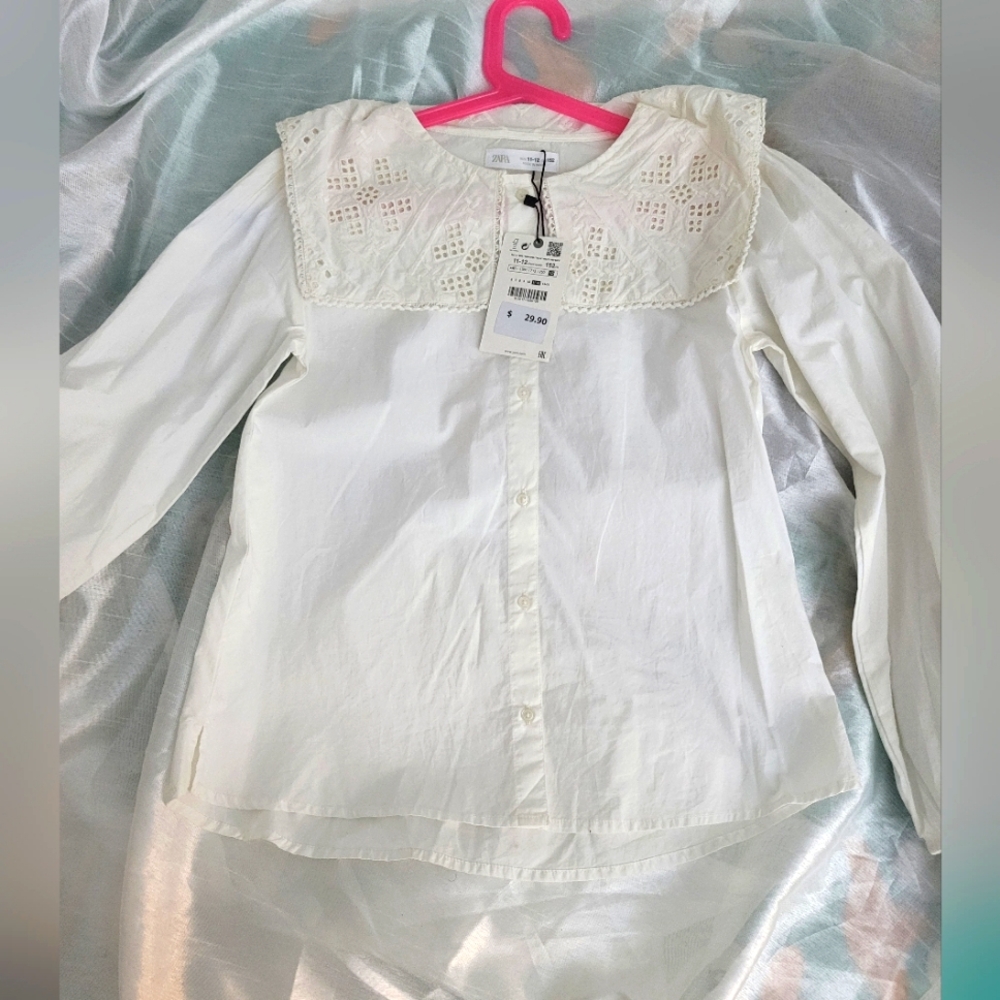 ZARA Kids White Lace Detail Shirt